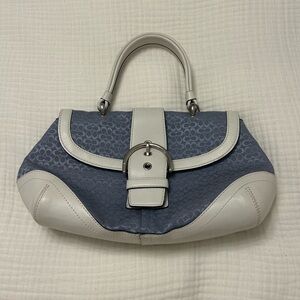 Elegant Gray and Cream Coach Women's Handbag
